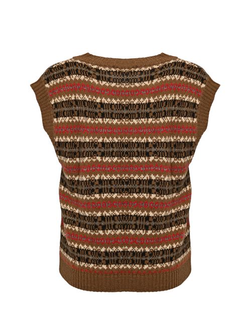 Gilet Fleres in jacquard di alpaca e lana Cammello WEEKEND MAX MARA | 2525356022600027